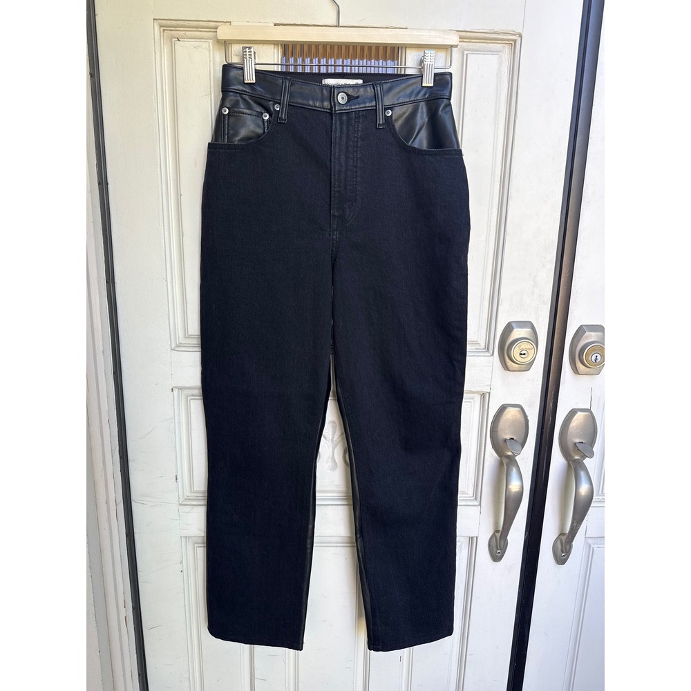 Abercrombie & Fitch Curve Love 90s Straight Ultra High Rise Faux Leather Jeans 4